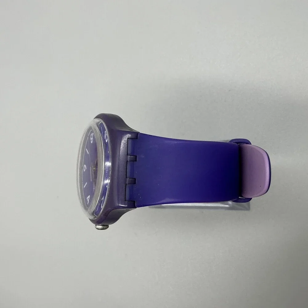 Swatch Backup Purple Mens Watch 41mm Purple Dial Day Date Swiss New Battery